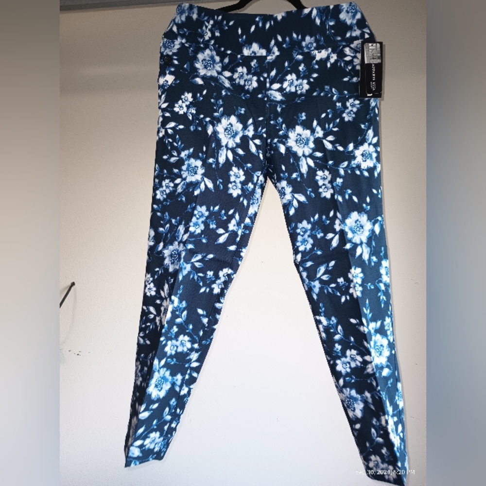 Floral Blue Dress Pants